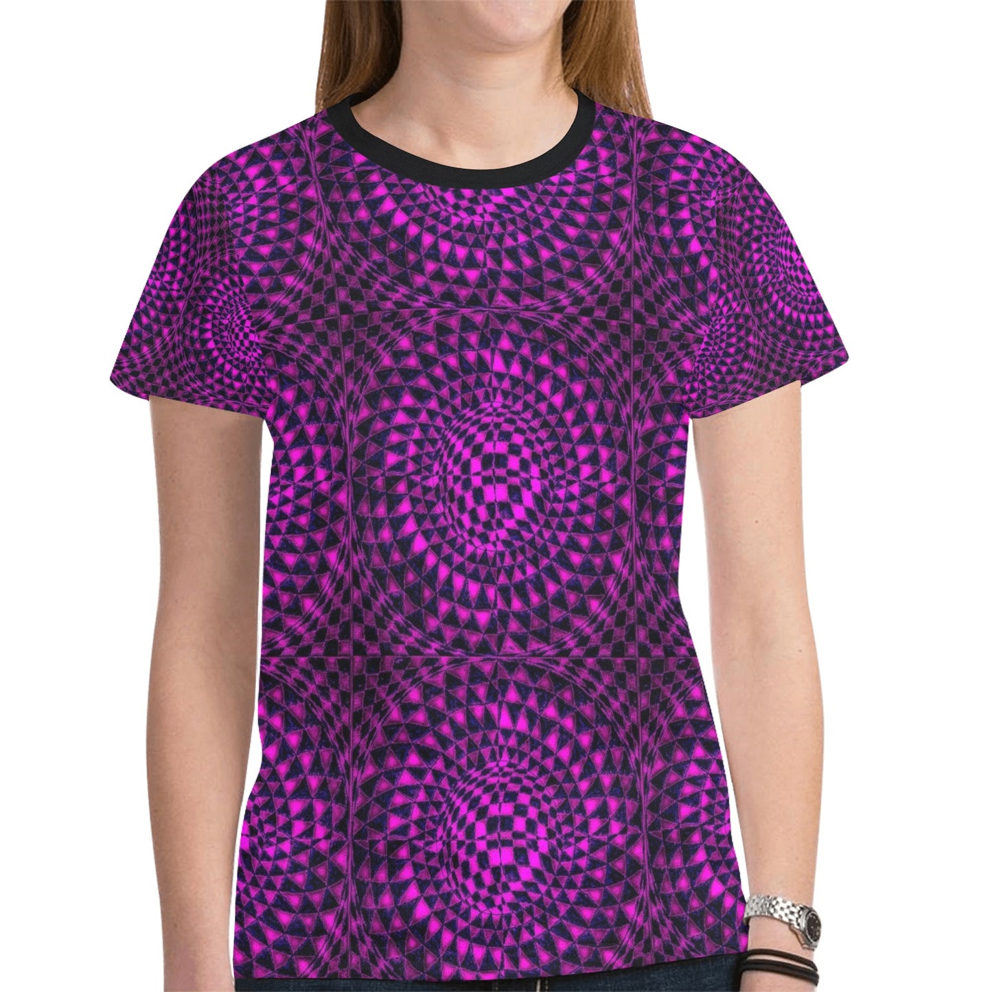 Erythrite Women's All Over Print Mesh Cloth T-shirt (Model T45)