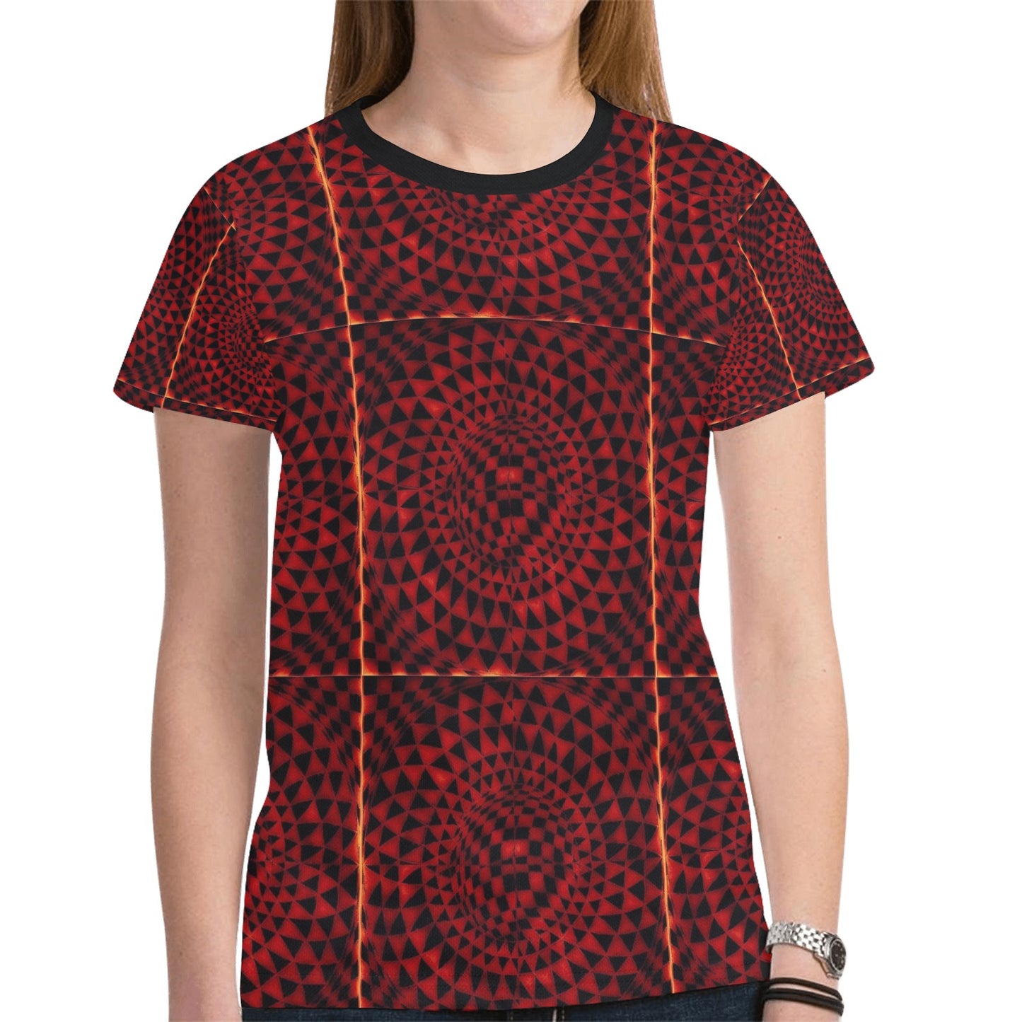 Garnet Women's All Over Print Mesh Cloth T-shirt (Model T45)