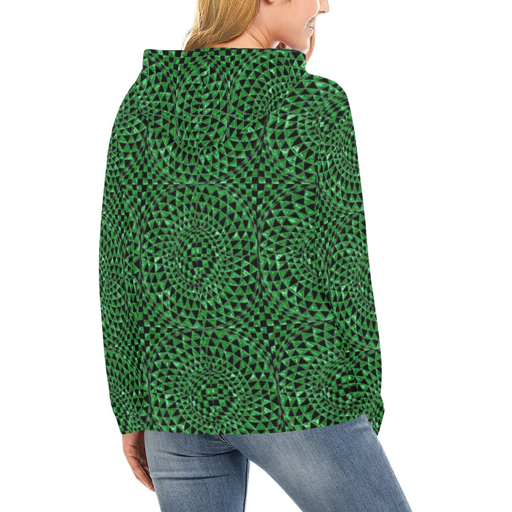 Malachite Women's All Over Print Hoodie (USA Size) (Model H13)