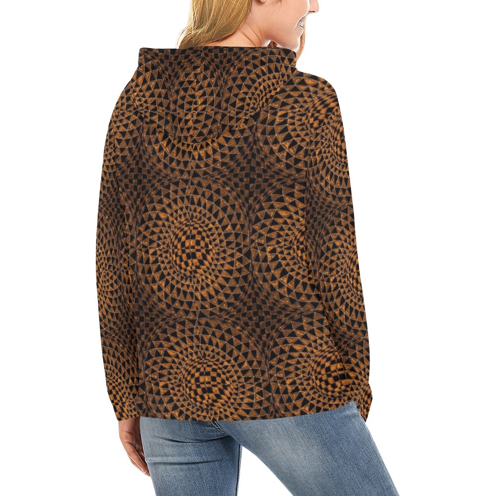 Tiger Iron Women's All Over Print Hoodie (USA Size) (Model H13)