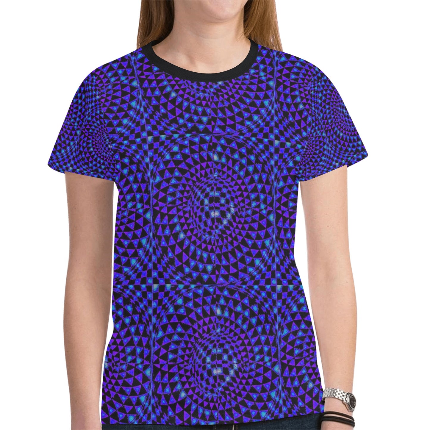 Iolite Women's All Over Print Mesh Cloth T-shirt (Model T45)