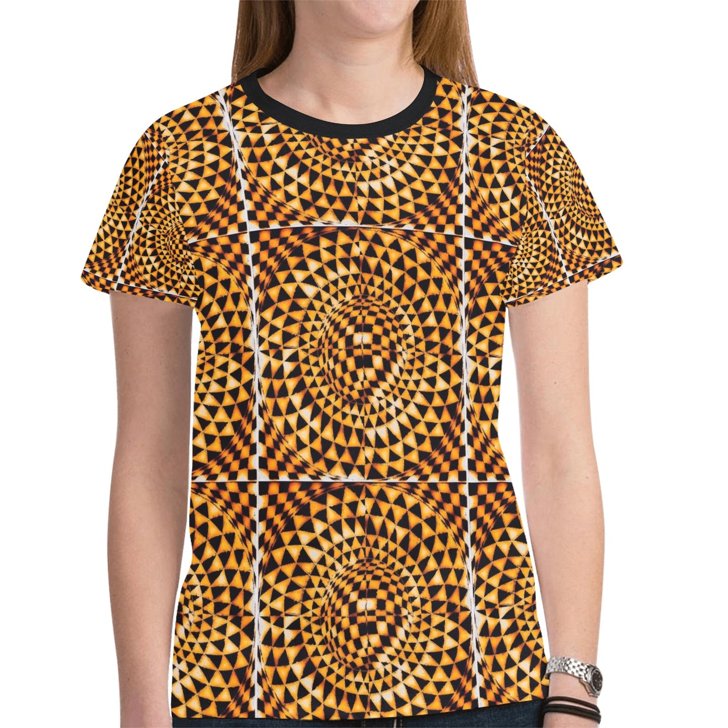 Sunstone Women's All Over Print Mesh Cloth T-shirt (Model T45)