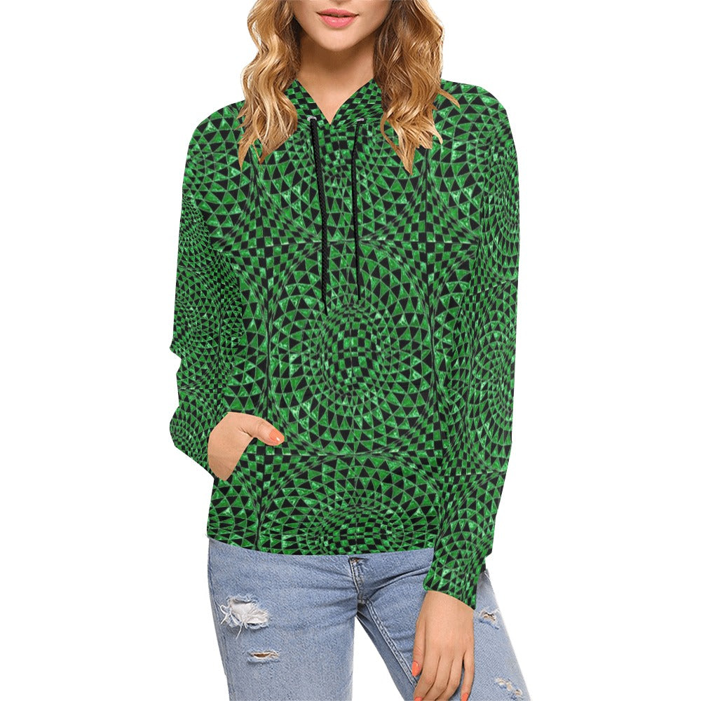 Malachite Women's All Over Print Hoodie (USA Size) (Model H13)